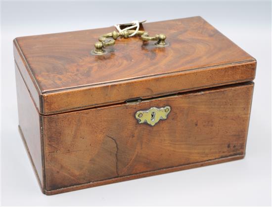 George III brass-mounted mahogany tea caddy